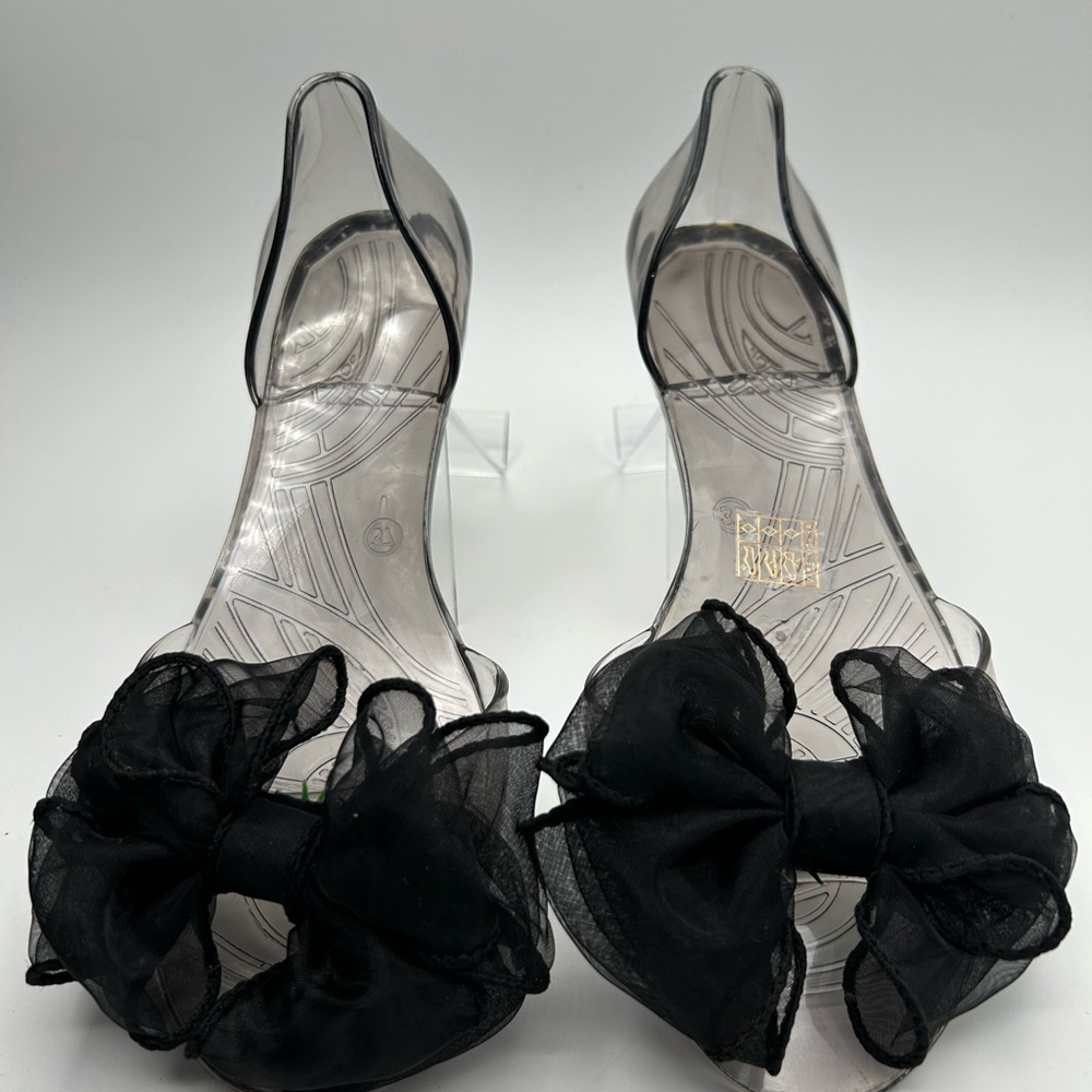 Women’s Ballet Plastic Flats w/Black Bow on Top Size 6 1/2 NWOT
